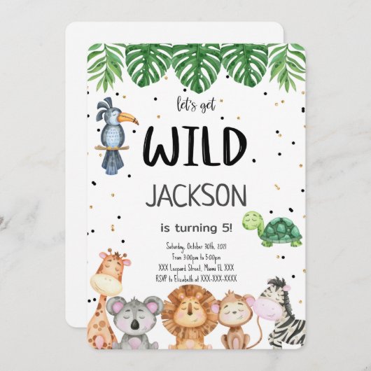 Invitation de safari modifiable (Devant / Derrière)