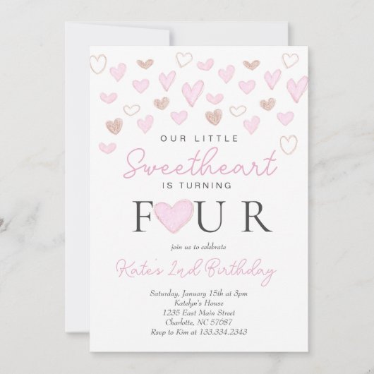 Invitation de Saint Valentin pour le quatrième ann (Devant)