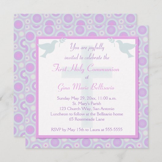 Invitation de sainte communion de cercles de (Devant / Derrière)