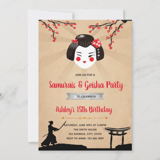 Invitation de Samurais et de geisha (Devant)