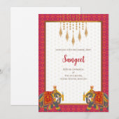 Invitation de Sangeet indien et cartes de mariage  (Devant / Derrière)
