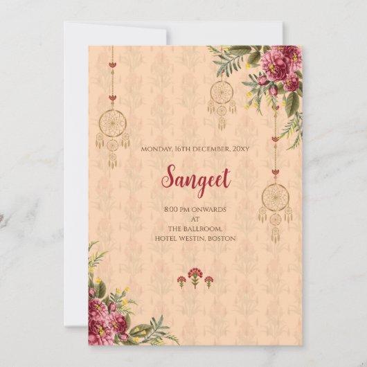 Invitation de Sangeet indien et cartes de mariage  (Devant)