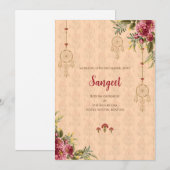 Invitation de Sangeet indien et cartes de mariage  (Devant / Derrière)