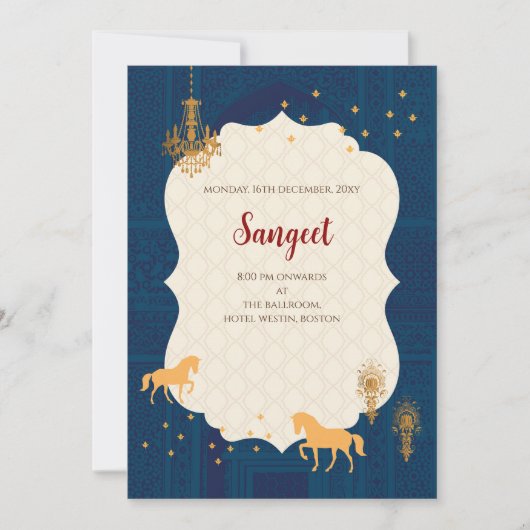 Invitation de Sangeet indien et cartes de mariage  (Devant)