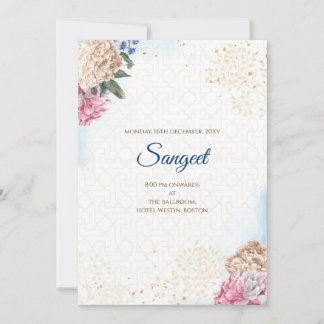 Invitation de Sangeet indien et cartes de mariage 
