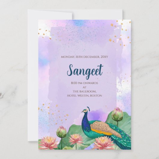 Invitation de Sangeet indien et Cartes d'invitatio (Devant)