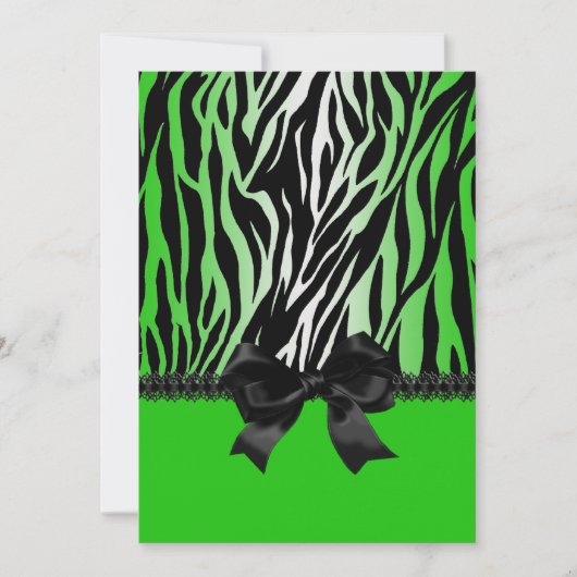 Invitation de Sassy Green Zebra avec Bow (Devant)