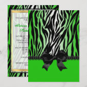 Invitation de Sassy Green Zebra avec Bow (Devant / Derrière)