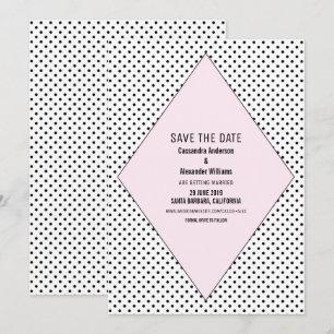 Invitation de sauvegarde à date moderne rose à poi