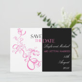 Invitation de sauvegarde de date à tourbillon rose (Debout devant)