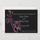 Invitation de sauvegarde de date à tourbillon rose (Dos)