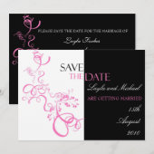 Invitation de sauvegarde de date à tourbillon rose (Devant / Derrière)