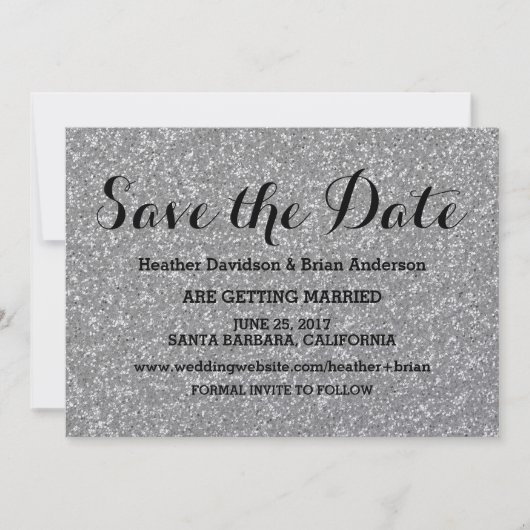 Invitation de sauvegarde de date avec paillettes a (Devant)