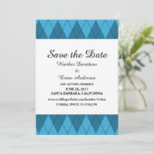 Invitation de sauvegarde de date Blue Argyle (Debout devant)
