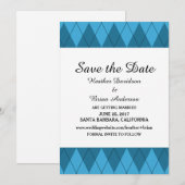 Invitation de sauvegarde de date Blue Argyle (Devant / Derrière)