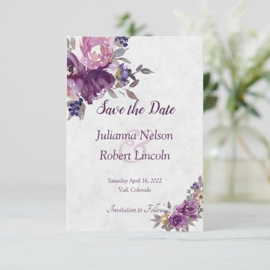 Invitation de sauvegarde de date de fleur d'aquare (Debout devant)