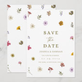 Invitation de sauvegarde de date de fleur pressée (Devant / Derrière)