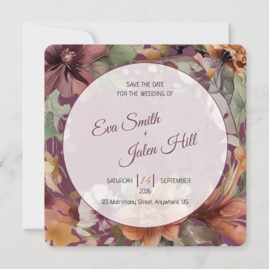 Invitation de sauvegarde de date de florale automn (Devant)