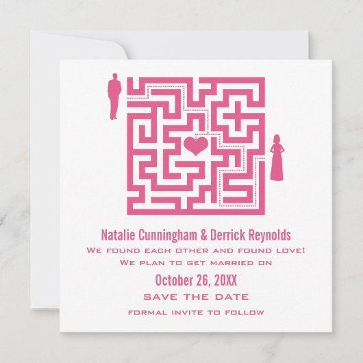 Invitation de sauvegarde de date de labyrinthe d'a (Devant)
