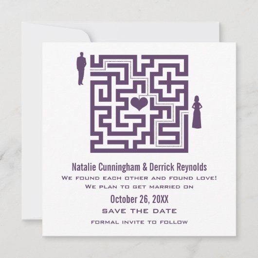 Invitation de sauvegarde de date de labyrinthe d'a (Devant)