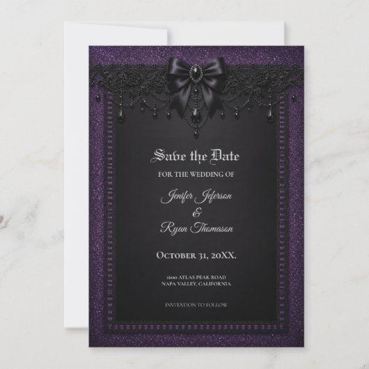 Invitation de sauvegarde de date de mariage gothiq (Devant)