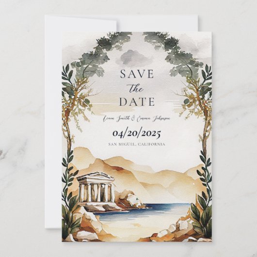 Invitation de sauvegarde de date de mariage grec A (Devant)