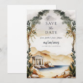 Invitation de sauvegarde de date de mariage grec A (Devant / Derrière)