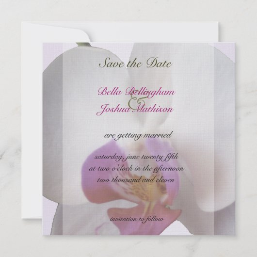 Invitation de sauvegarde de date de mariage Orchid (Devant)