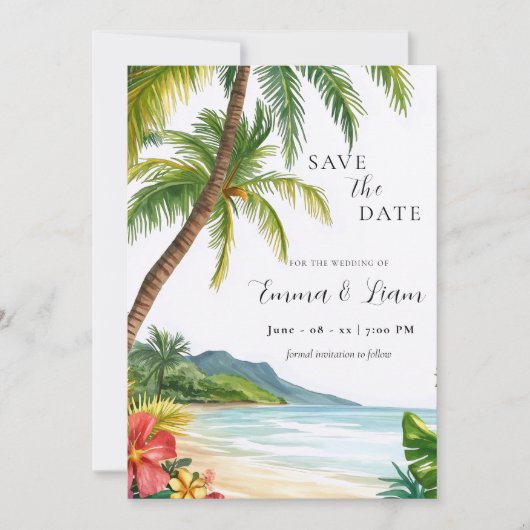 Invitation de sauvegarde de date de mariage tropic (Devant)