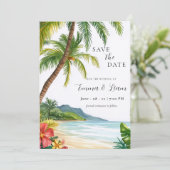 Invitation de sauvegarde de date de mariage tropic (Debout devant)