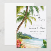 Invitation de sauvegarde de date de mariage tropic (Devant / Derrière)
