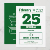 Invitation de sauvegarde de date de style de calen (Devant / Derrière)