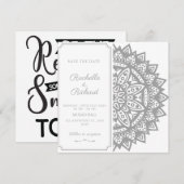 Invitation de sauvegarde de date en noir et blanc (Devant / Derrière)