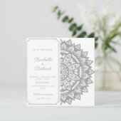 Invitation de sauvegarde de date en noir et blanc (Debout devant)