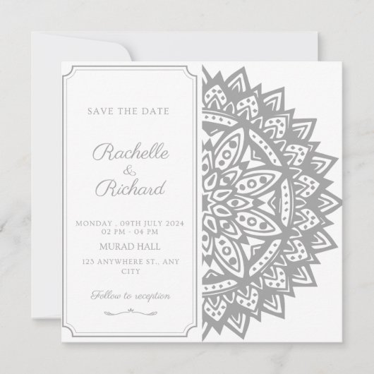 Invitation de sauvegarde de date en noir et blanc (Devant)