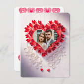 Invitation de sauvegarde de date en papier rouge d (Devant / Derrière)