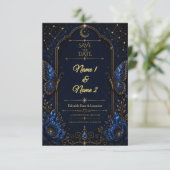 Invitation de sauvegarde de date en saphir céleste (Debout devant)