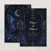 Invitation de sauvegarde de date en saphir céleste (Devant / Derrière)
