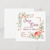 Invitation de sauvegarde de date florale orange (Devant / Derrière)