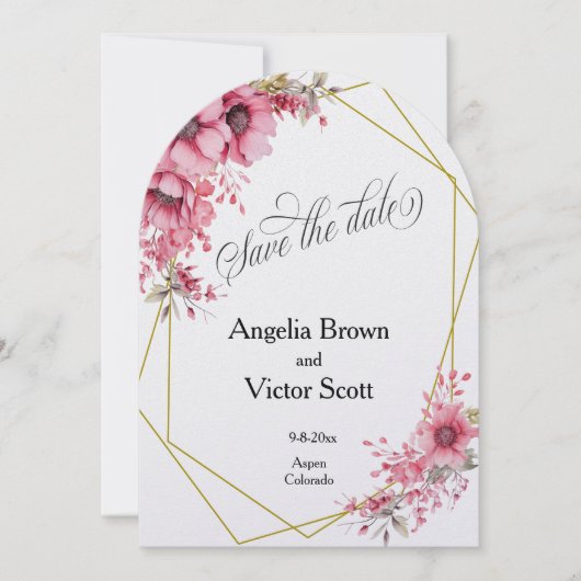 Invitation de sauvegarde de date florale rose (Devant)