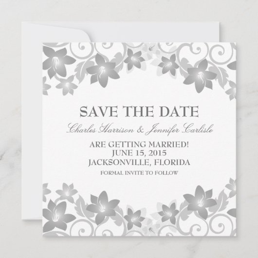 Invitation de sauvegarde de date florale simple gr (Devant)