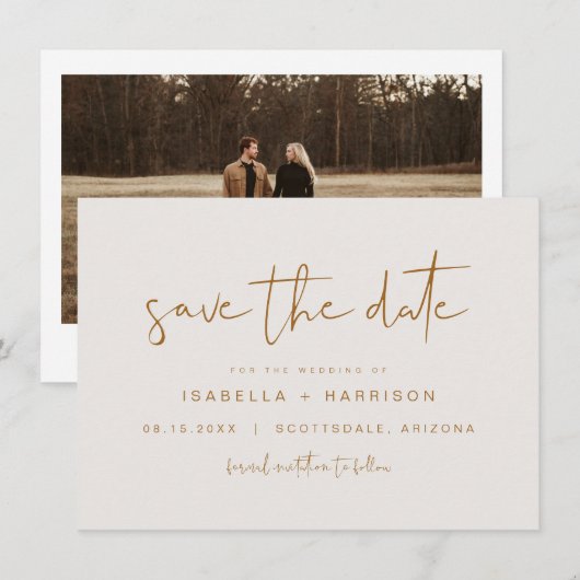 Invitation de sauvegarde de date INDIE Boho Brûlé (Devant / Derrière)