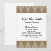 Invitation de sauvegarde de date Mocha Argyle (Devant / Derrière)