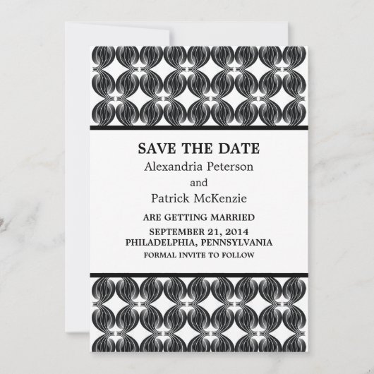 Invitation de sauvegarde de date Moderne Deco Noir (Devant)