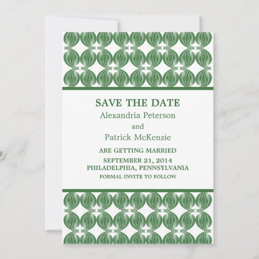Invitation de sauvegarde de date Moderne Deco Vert (Devant)