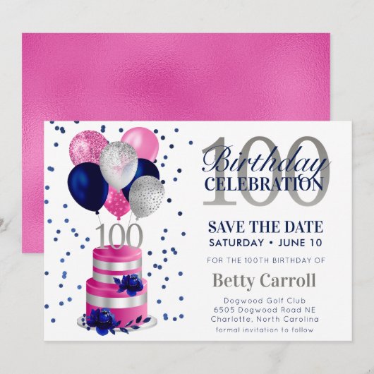 Invitation de sauvegarde de date pour les 100 ans (Devant / Derrière)