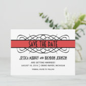 Invitation de sauvegarde de date Red Deco Flourish (Debout devant)