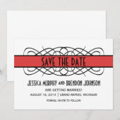 Invitation de sauvegarde de date Red Deco Flourish (Devant / Derrière)