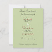 Invitation de sauvegarde de date Rouge + Vert en d (Dos)