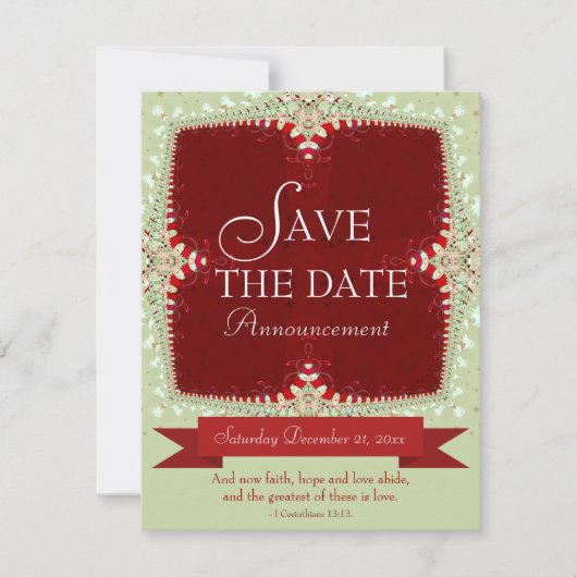 Invitation de sauvegarde de date Rouge + Vert en d (Devant)